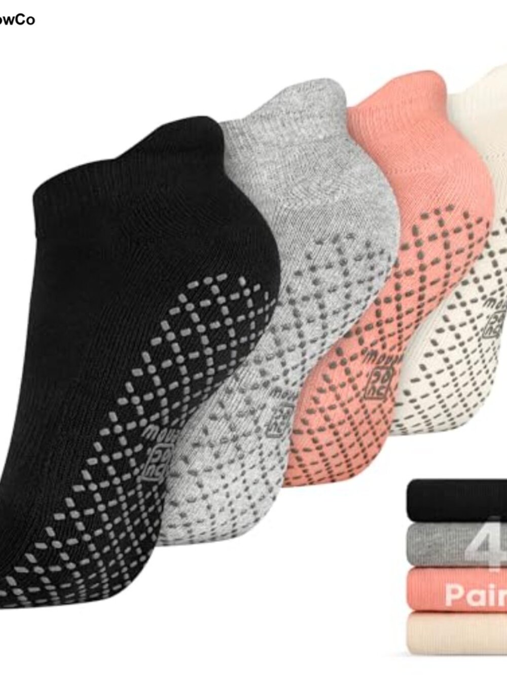 Non Slip Grip Socks for Yoga Pilates Barre Ankle Athletic Cotton
